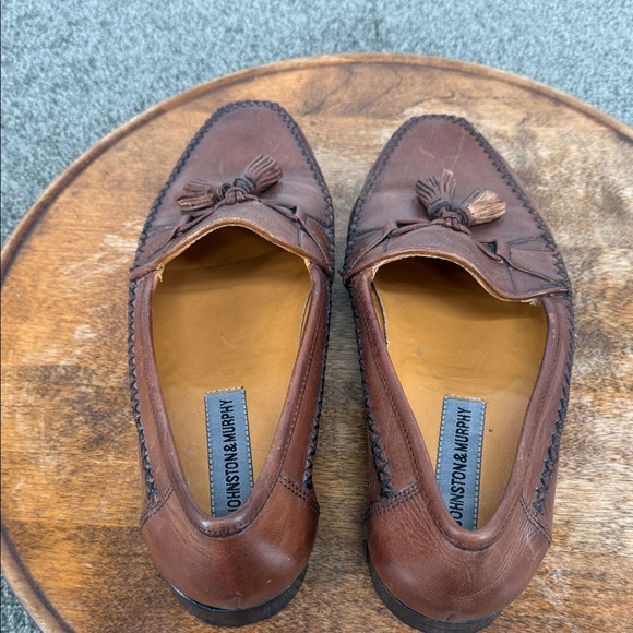 Johnston & Murphy Shoes Mens 8M Brown Leather Tassel Slip On Loafers - Picture 7 of 13